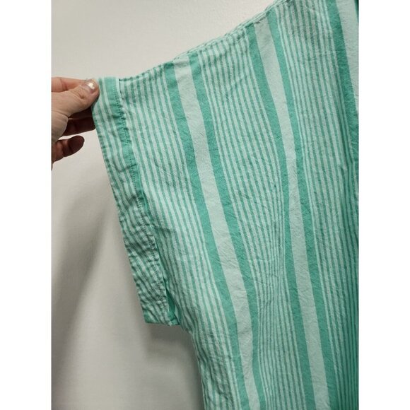 Tolani Collection Womens Striped 1/4 Button Tunic Top Size 3X Mint Green Cotton - Picture 3 of 8